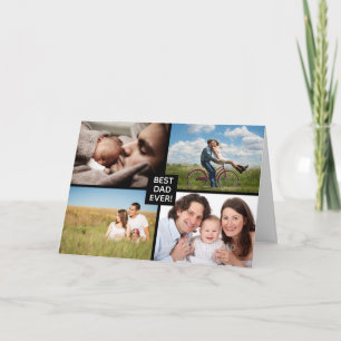 Best Dad Ever Black Fathers Day 4 Photo Collage Card