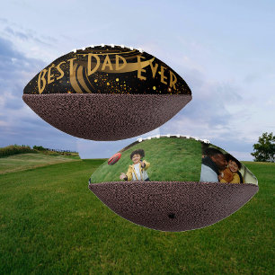 Best Dad Ever Black Leafy Gold Swirls 2 Photos Fun American Football