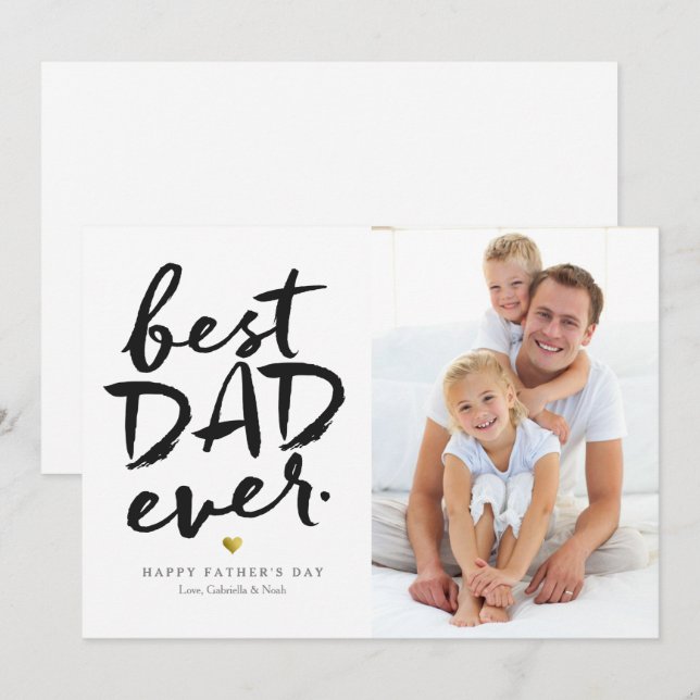 Best Dad Ever | Black On White Invitation (Front/Back)