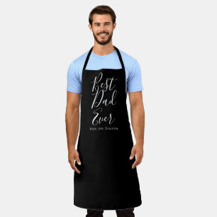 Best Dad Ever black personalized script kids names Apron
