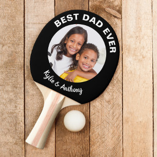 Best Dad Ever Black Photo Ping Pong Paddle