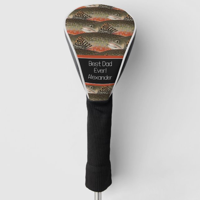 Best Dad Ever Black Rust Fisherman fly fishing  Golf Head Cover (Front)