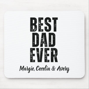 Best Dad Ever Black Script Personalised Name Gift Mouse Mat