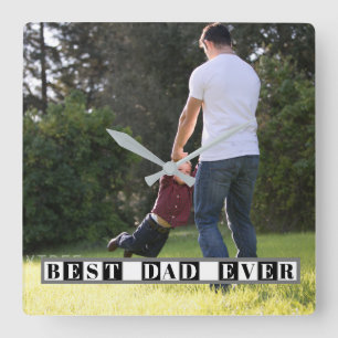 Best dad ever black, white Father's Day photo Square Wall Clock