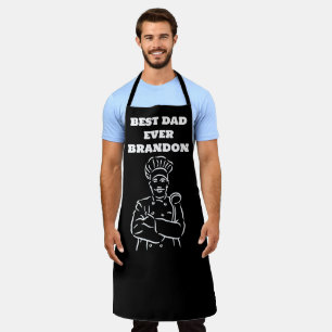 Best Dad Ever Black White Modern Foodie Chef Apron