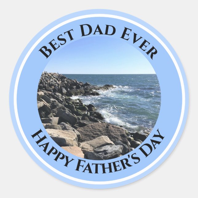 Best Dad Ever Blue Atlantic Ocean Classic Round Sticker (Front)