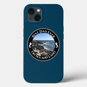 Best Dad Ever Blue Atlantic Ocean Rocky Seashore iPhone 13 Case