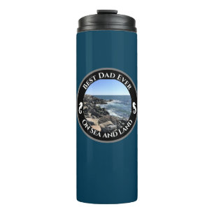 Best Dad Ever Blue Atlantic Ocean Rocky Seashore Thermal Tumbler