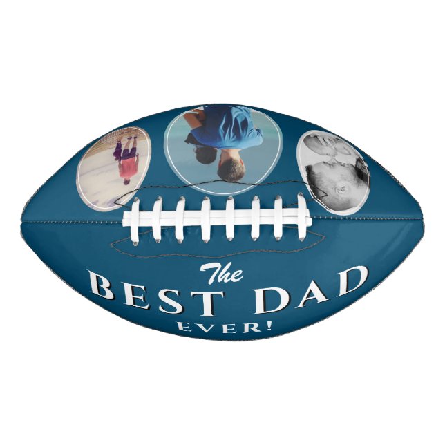 Best Dad Ever Blue Father 3 Photo Collage American Football (Front)