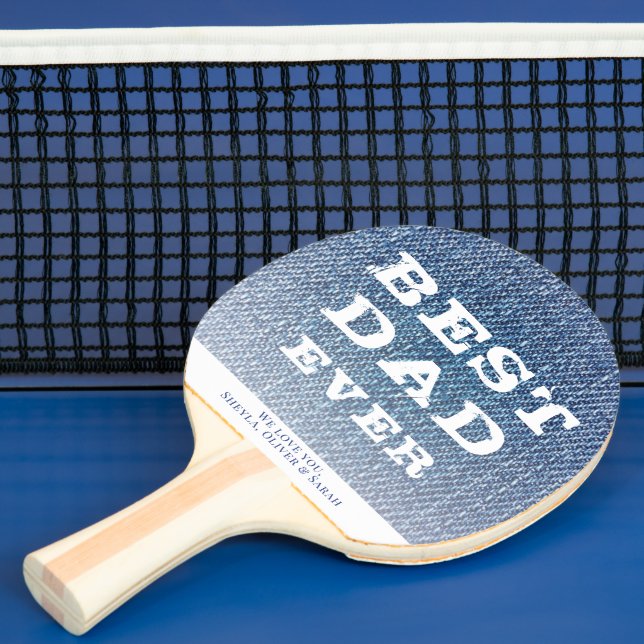 Best Dad Ever Blue Jeans Denim Modern Typography Ping Pong Paddle (Insitu)