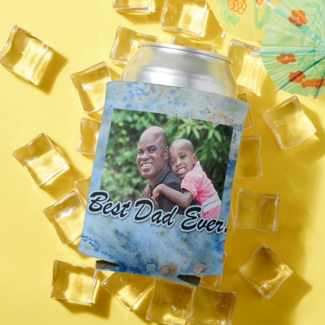 Best Dad Ever Blue Marble Photo Frame Father Can Cooler (In Situ Summer)