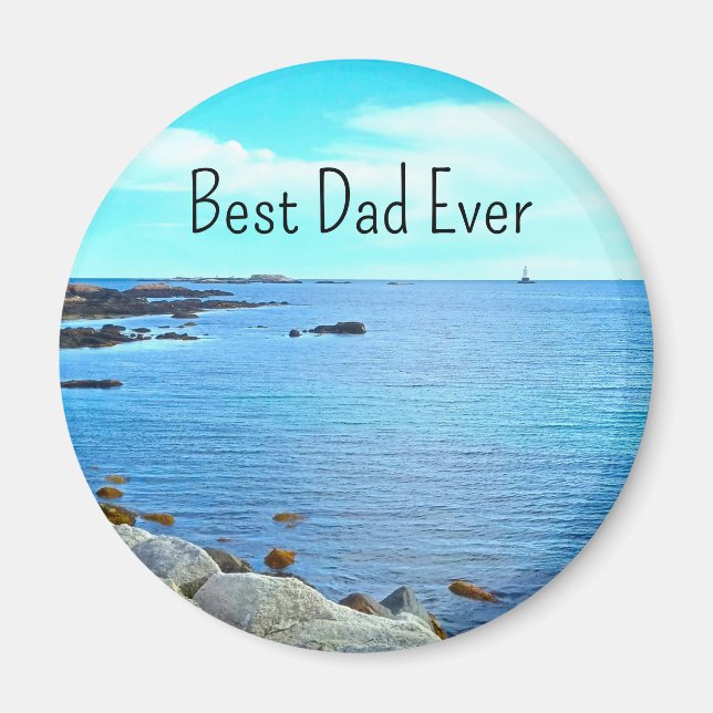  Best Dad Ever Blue Ocean Photo Azure Sky Magnet (Front)