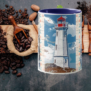 Best Dad Ever Blue Ocean Waves Lighthouse Mug