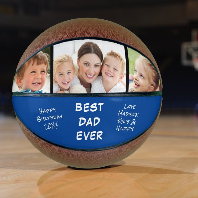 Best Dad Ever Blue Photo Basketball (Creator Uploaded)
