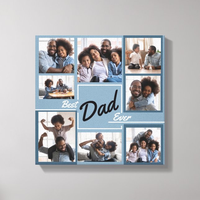 Best Dad Ever Blue Photo Collage Father’s Day  Canvas Print (Front)