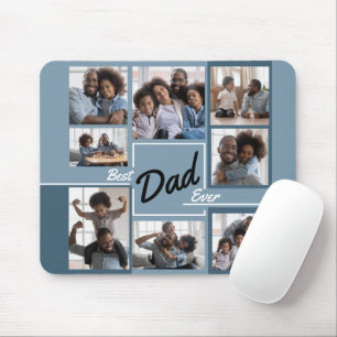 Best Dad Ever Blue Photo Collage Father’s Day Mouse Mat