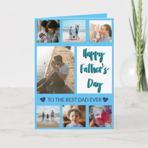 Best Dad Ever Blue Photo Collage Greetings Card