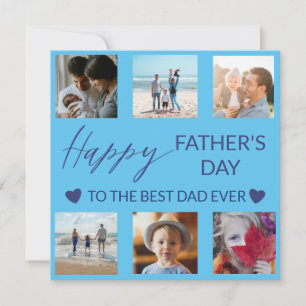 Best Dad Ever Blue Photo Collage Greetings Card