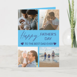 Best Dad Ever Blue Photo Collage Greetings Card
