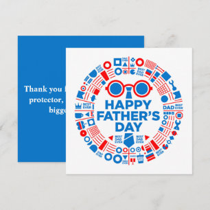 Best Dad Ever Blue Red Graphic Gift for Dad Holiday Card