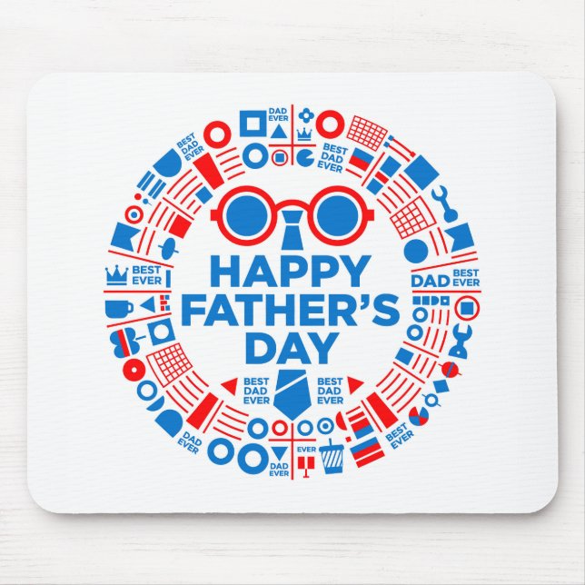 Best Dad Ever Blue Red Graphic Gift for Dad Mouse Mat (Front)