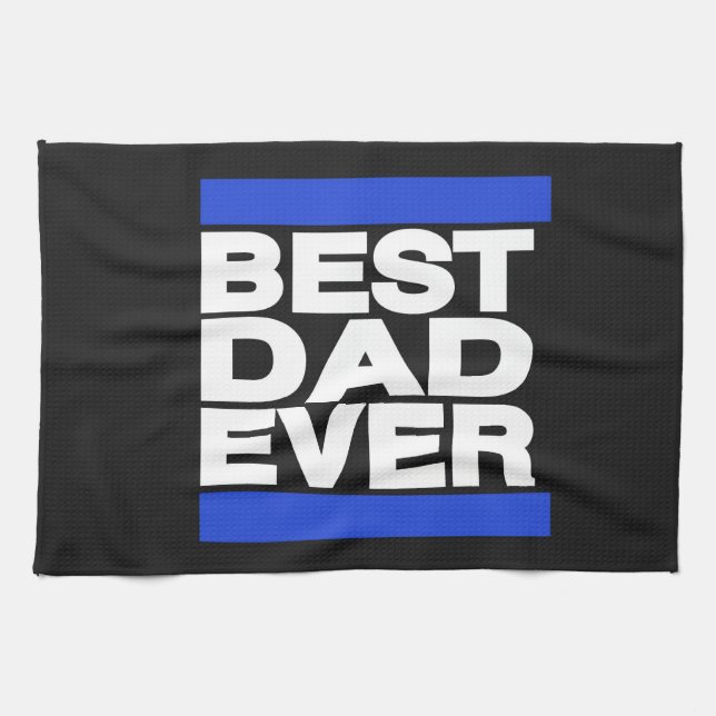Best Dad Ever Blue Tea Towel (Horizontal)