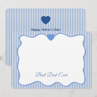 Best Dad Ever Blue Wavy frame Personalised Card