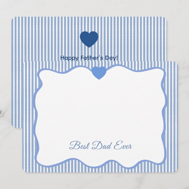 Best Dad Ever Blue Wavy frame Personalised Card (Front/Back)