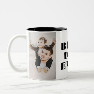 Best Dad Ever Bold Typography 2 Photo Collage  Two-Tone Coffee Mug