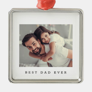 Best Dad Ever Both side Photo Simple Metal Tree Decoration
