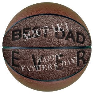 Best dad ever brown leather stamp Father's Day Basketball
