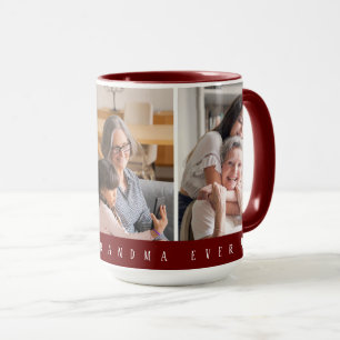 Best Dad Ever Burgundy With 3 Photo Grandma  Mug