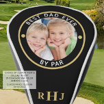 BEST DAD EVER BY PAR Photo Monogram Black Gold Golf Head Cover<br><div class="desc">For the special golfer father, create a unique photo golf head cover with the suggested editable title BEST DAD EVER BY PAR and personalised with a photo and his monogram in editable gold on black. CHANGES: Change the text font style, colour, size and placement or circle frame and dot colours...</div>