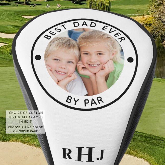 BEST DAD EVER BY PAR Photo Monogram Custom Golf Head Cover (Creator Uploaded)