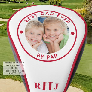 BEST DAD EVER BY PAR Photo Monogram Red Golf Head Cover