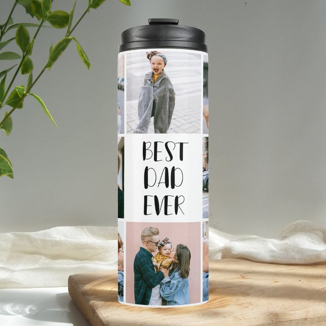 Best Dad Ever Calligraphy Photo Collage Thermal Tumbler (Creator Uploaded)