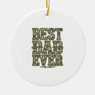 Best Dad Ever Camo Vintage Engraving Design_1 Ceramic Tree Decoration