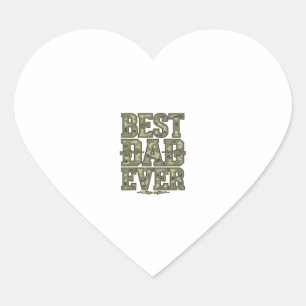 Best Dad Ever Camo Vintage Engraving Design_1 Heart Sticker