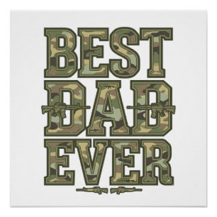 Best Dad Ever Camo Vintage Engraving Design_1 Poster