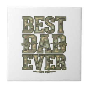 Best Dad Ever Camo Vintage Engraving Design_1 Tile