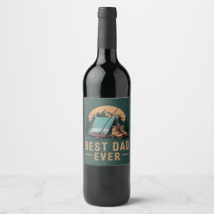 Best Dad Ever Camping Design Wine Label