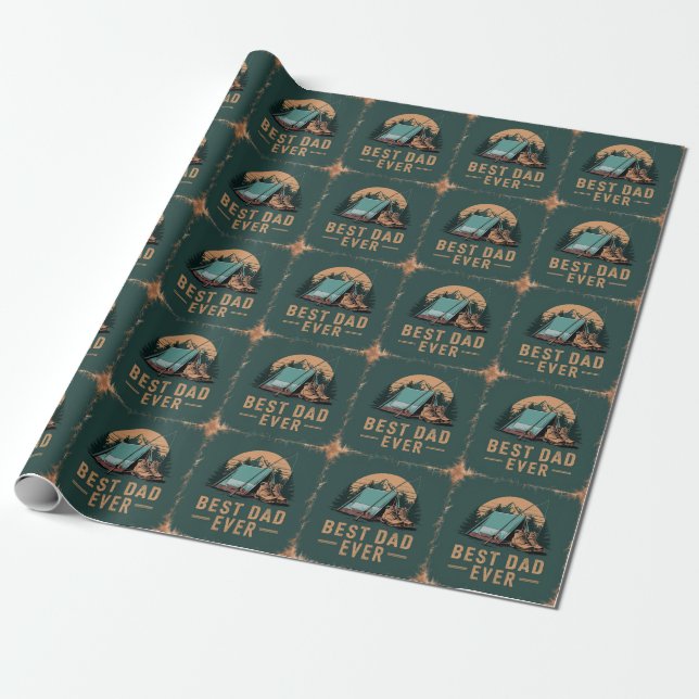 Best Dad Ever Camping Design  Wrapping Paper (Unrolled)