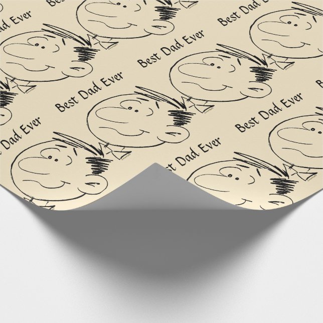 "Best Dad Ever" Cartoon Face Wrapping Paper (Corner)