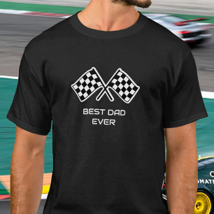 Best Dad Ever Chequered Flag Black White T-Shirt