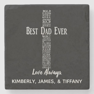 Best Dad Ever Christian Cross Stone Coaster