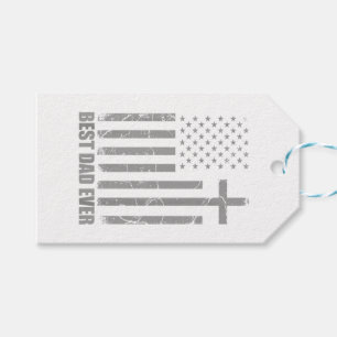 Best Dad Ever Christian Patriotic Dad USA Flag Fat Gift Tags