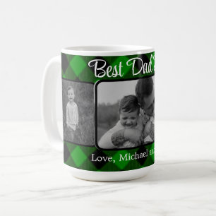 Best Dad ever Christmas classic green Plaid  Coffee Mug