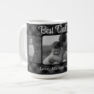 Best Dad ever Christmas classic grey Plaid pattern Coffee Mug