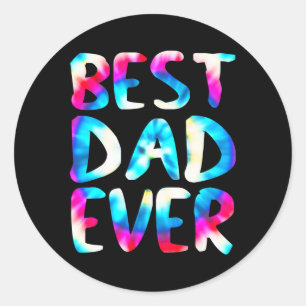Best Dad Ever Colorful Tie Dye Funny Fathers Day  Classic Round Sticker