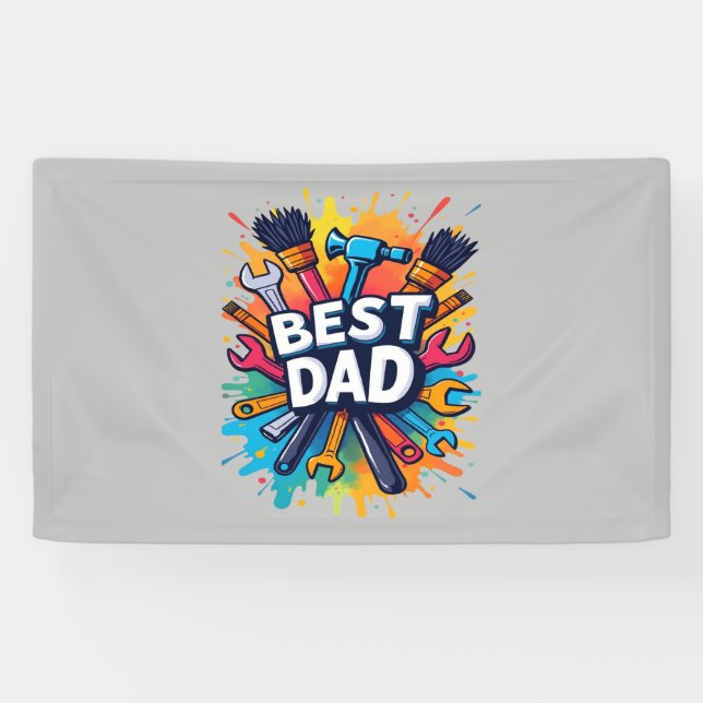 Best Dad Ever - Colourful Tools Design for Fathers Banner (Horizontal)